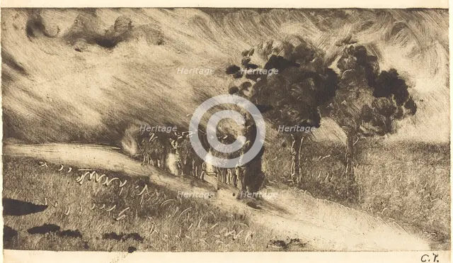 Herding the Cows at Dusk (Vachère le soir), c. 1890. Creator: Camille Pissarro.