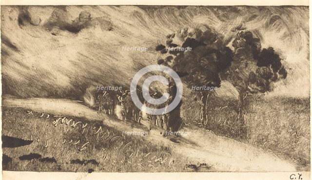 Herding the Cows at Dusk (Vachère le soir), c. 1890. Creator: Camille Pissarro.