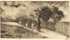 Herding the Cows at Dusk (Vachère le soir), c. 1890. Creator: Camille Pissarro