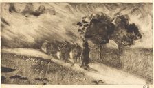 Herding the Cows at Dusk (Vachère le soir), c. 1890. Creator: Camille Pissarro