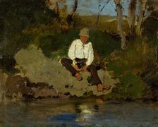 Herdsboy on the Riverbank, 1889-1892. Creator: Ladislav Mednyanszky