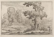 Herdsman and Cows Crossing a River, 1638. Creator: Ercole Bazicaluva