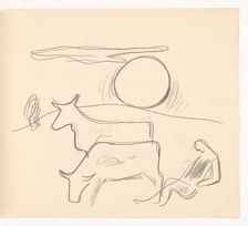 Herdsman with cows, 1937. Creator: Mikulas Galanda