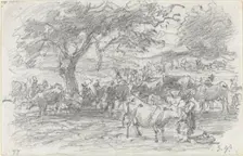 Herdsmen and Cattle, 1877. Creator: Eugene Louis Boudin