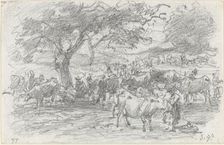 Herdsmen and Cattle, 1877. Creator: Eugene Louis Boudin