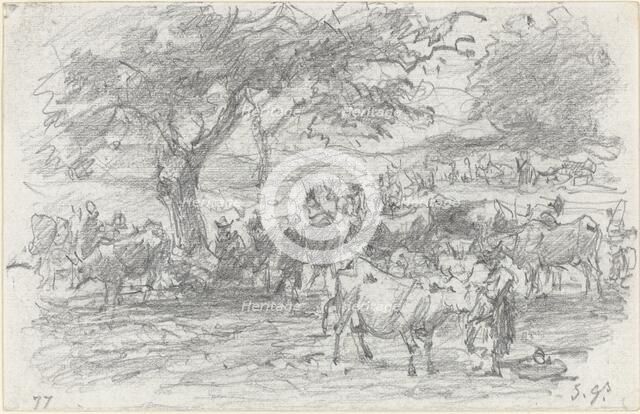 Herdsmen and Cattle, 1877. Creator: Eugene Louis Boudin.