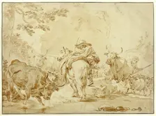 Herdsmen with Cattle and Sheep, n.d. Creator: Unknown