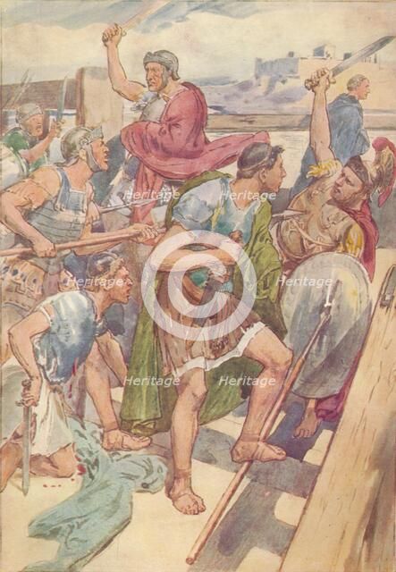 'Here it would be possible, he thought, to hold the enemy at bay', c1912 (1912). Artist: Unknown.