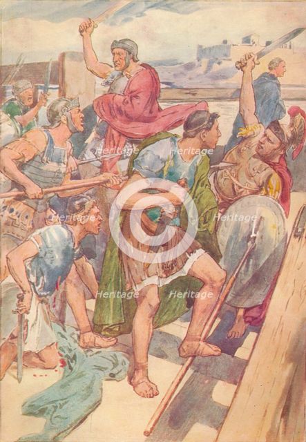 'Here it would be possible, he thought, to hold the enemy at bay', c1912 (1912). Artist: Unknown.