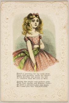 Here's a Greeting for My Little Dear (valentine), 1860/69. Creator: Unknown