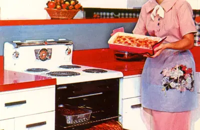 Here's General Electric's Compact Spacemaker oven, USA, 1955. Artist: Unknown