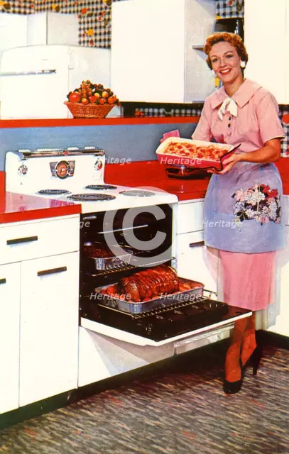 Here's General Electric's Compact Spacemaker oven, USA, 1955. Artist: Unknown