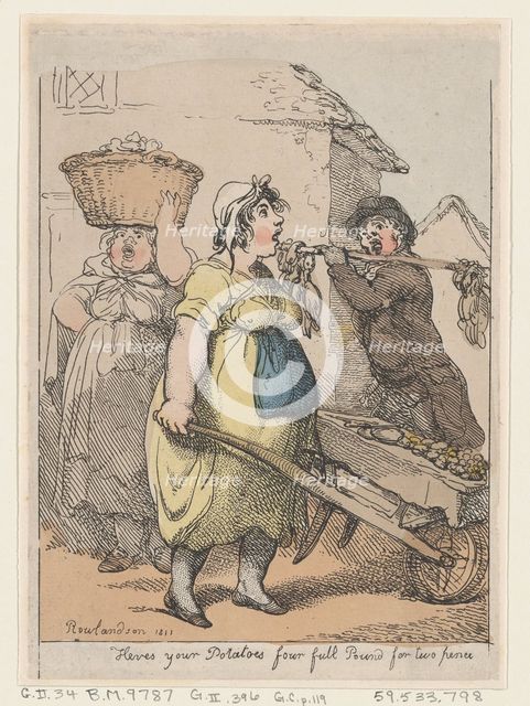 Here's Your Potatoes, Four Full Pounds for Two Pence, 1811., 1811. Creator: Thomas Rowlandson.