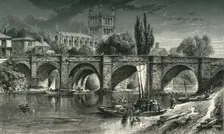 Hereford Cathedral, and Wye Bridge c1870