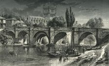 Hereford Cathedral, and Wye Bridge c1870