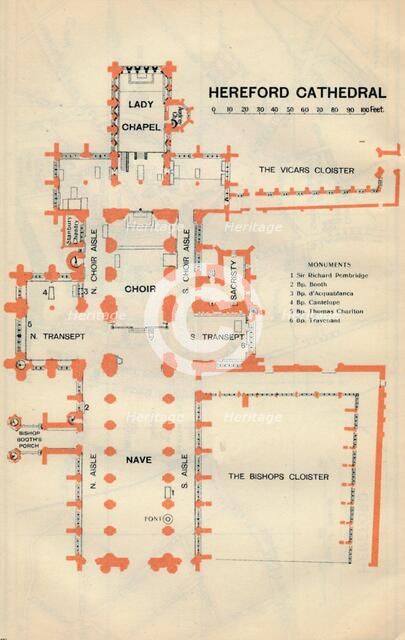 'Hereford Cathedral', c20th Century. Artist: John Bartholomew.