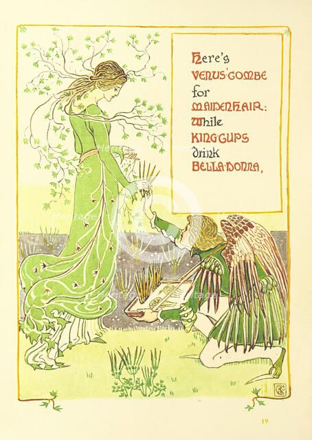 Here's Venus'-Combe for Maidenhair: While King-Cups drink Bella-Donna, 1899.  Creator: Walter Crane.
