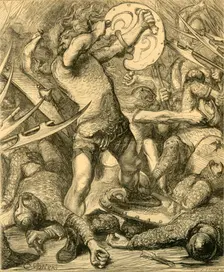 Hereward cutting his way through the Norman host c1890. Creator: Unknown