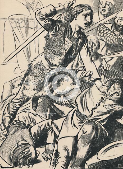 'Hereward and His Men Attack the Normans', c1907. Artist: Unknown.