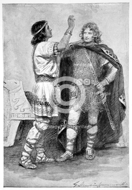 'Hereward and Sigtryg', 1910.  Creator: Gertrude E Demain Hammond.