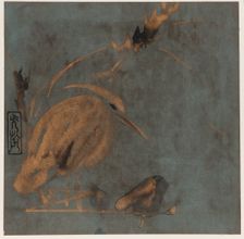 Heron and reeds, Edo period, early 17th century. Creator: Hon'ami Kôetsu