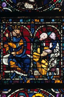 Herod and his advisors, stained glass, Chartres Cathedral, France,1145-1155