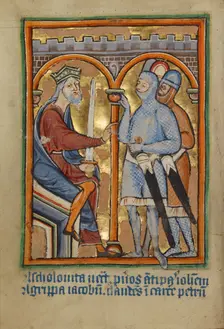 Herod Giving Orders to His Soldiers, about 1190-1200; text added about 1480-1490. Creator: Unknown