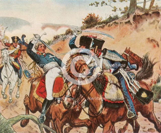 Heroic death of Prince Louis Ferdinand of Prussia at Saalfeld, 10 October 1806, (1936).  Creator: Unknown.