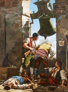 Heroic defense of the tower of San Agustín in Zaragoza in the War of Independence, 1884. Creator: Cesar Alvarez Dumont