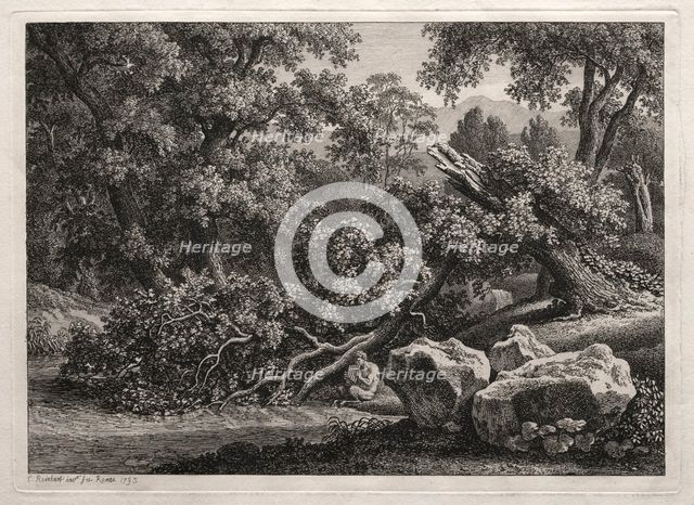 Heroic Landscape: The Satyr Playing the Flute, 1795. Creator: Johann Christian Reinhart (German, 1761-1847).