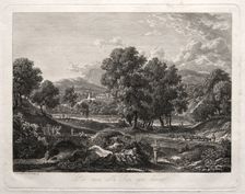 Heroic Landscape: The Shepherd's Dance on the Bridge, 1792. Creator: Johann Christian Reinhart (German, 1761-1847)