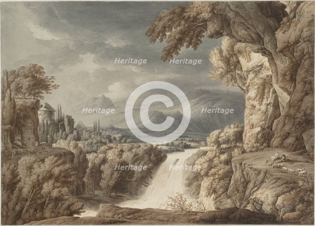 Heroic landscape with waterfall, c. 1790. Creator: Kobell, Franz Innocenz Josef (1749-1822).