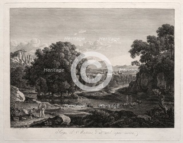 Heroic Landscape: Cattle Crossing the River, 1795. Creator: Johann Christian Reinhart (German, 1761-1847).
