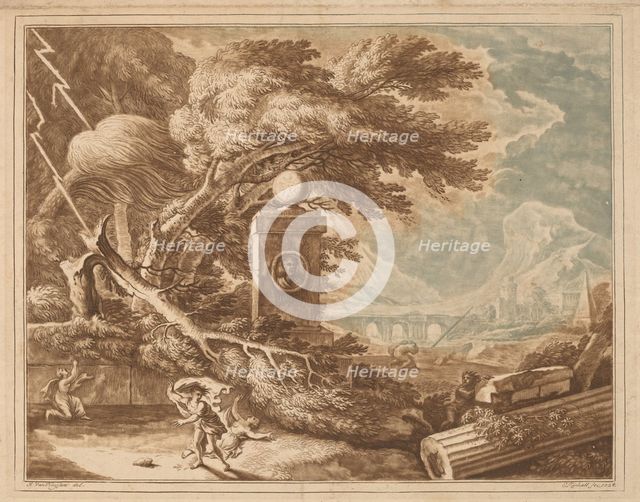 Heroic Stormy Landscape, 1724. Creator: Elisha Kirkall.
