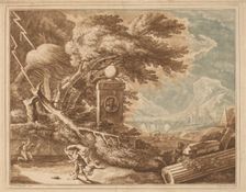 Heroic Stormy Landscape, 1724. Creator: Elisha Kirkall