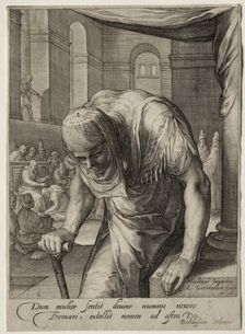 Heroines of the New Testament: The Crippled Woman Healed by Christ. Creator: Jan Saenredam (Dutch, 1565-1607)