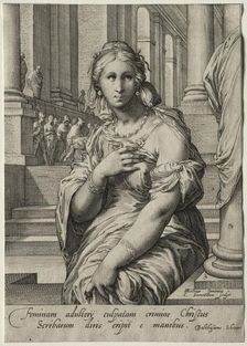 Heroines of the New Testament: The Woman Taken in Adultery. Creator: Jan Saenredam (Dutch, 1565-1607)