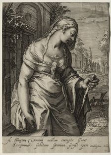 Heroines of the New Testament: The Woman with the Issue of Blood. Creator: Jan Saenredam (Dutch, 1565-1607)