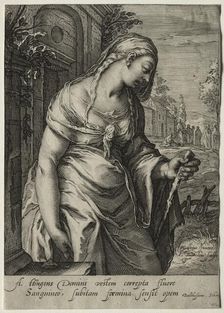 Heroines of the New Testament: The Woman with the Issue of Blood. Creator: Jan Saenredam (Dutch, 1565-1607)