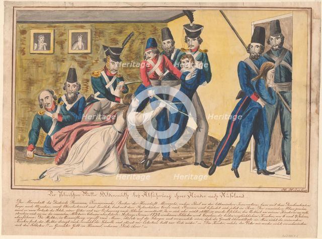 Heroism of the Polish mothers during convoying their children to Russia, 1832. Artist: Anonymous  