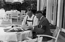 Hermann Goering and Adolf Hitler at his residence in Obersalzberg, Bavaria, Germany, 1936
