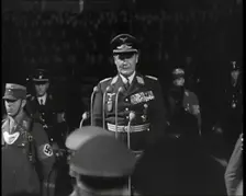 Hermann Goering Giving a Speech from a Decorated Dais at Lehrter Train Station..., 1937 Creator: British Pathe Ltd