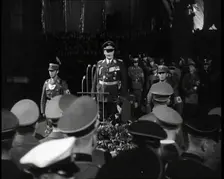 Hermann Goering Standing Before Microphones on a Decorated Dais...,1937 Creator: British Pathe Ltd