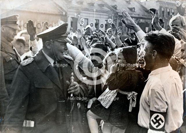 Hermann Göring, German Nazi politician and military leader, taking the salute, c1930s-c1940s. Creator: Unknown.