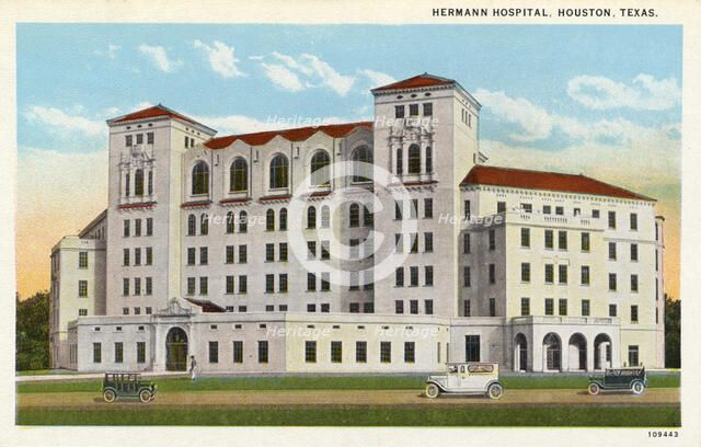 Hermann Hospital, Houston, Texas, USA, 1926. Artist: Unknown