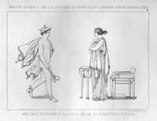 Hermes orders the nymph Calypso to release Odysseus, c1833. Creator: Unknown