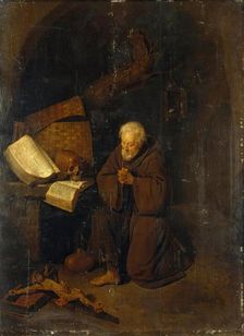 Hermit Before a Crucifix, 1660. Creator: Gerritsz Quiringh van Brekelenkam