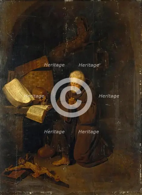 Hermit Before a Crucifix, 1660. Creator: Gerritsz Quiringh van Brekelenkam.