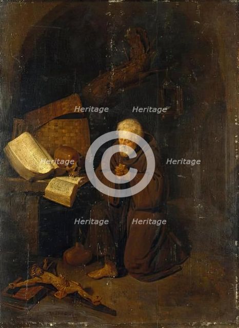 Hermit Before a Crucifix, 1660. Creator: Gerritsz Quiringh van Brekelenkam.