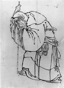 Hermit with a Staff, 18th-19th century. Creator: Hokusai
